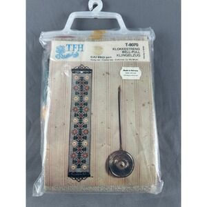 Vintage TFA Norway Bell Pull Embroidery Kit T-8070 Floral Clock Pull NOS